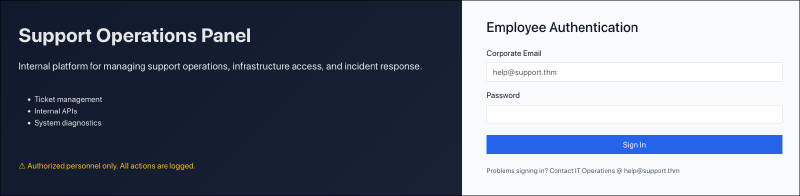 Login page