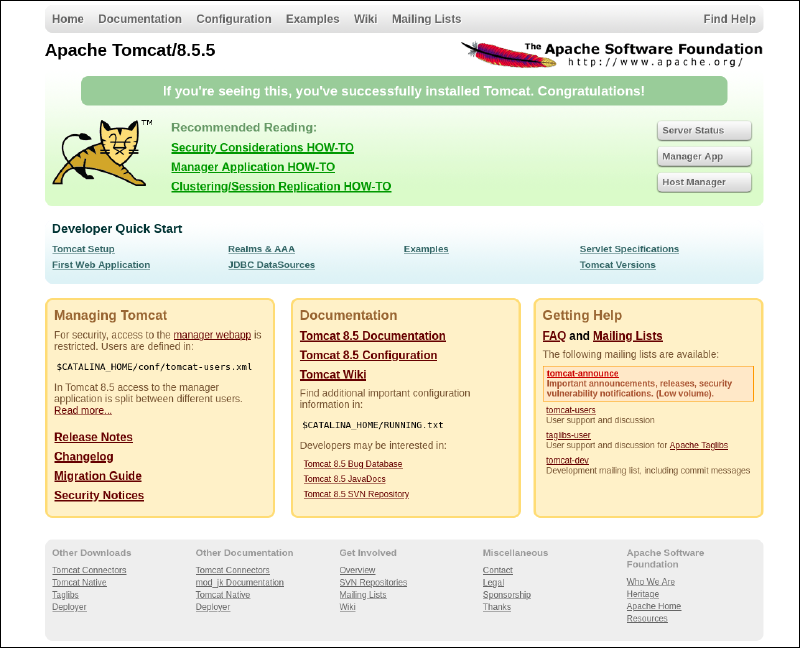 Apache Tomcat landing